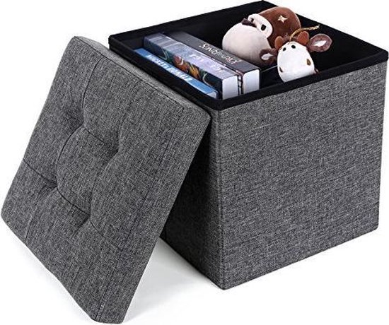 COSYLAND Pouf De Rangement Pliable En Similicuir – Ottoman Avec Couvercle 76x38x38 Cm, Banc Coffre Repose-Pieds 200 Kg, Tabouret De Salon Avec Espace De Stockage Caché – Gris