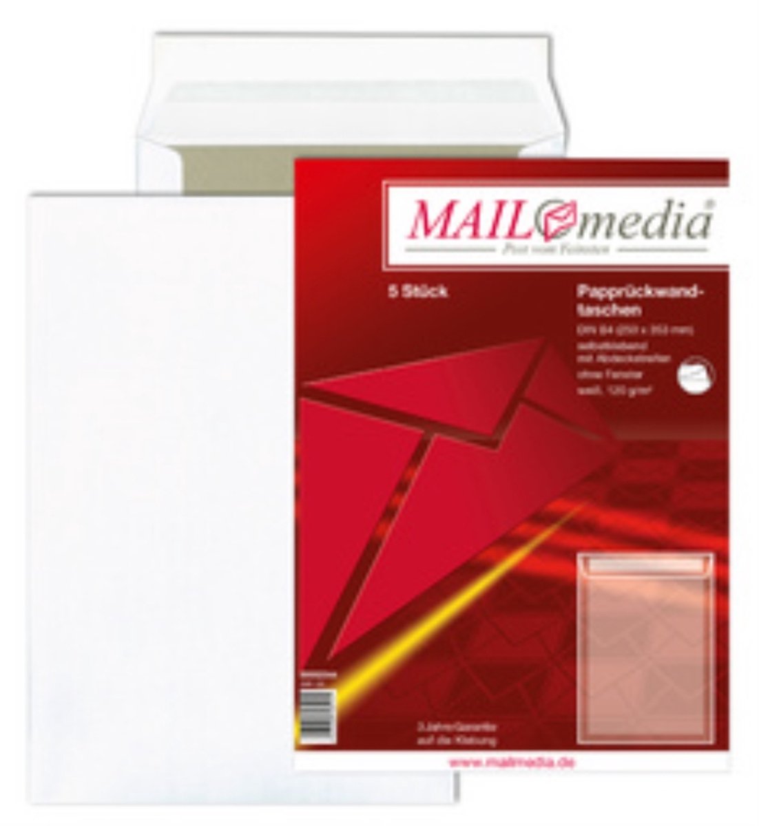 MAILmedia verzendtassen wit met kartonnen rug, B4, zonder venster
