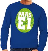 Blauwe Paas sweater met groen paasei - Pasen trui voor heren - Pasen kleding S