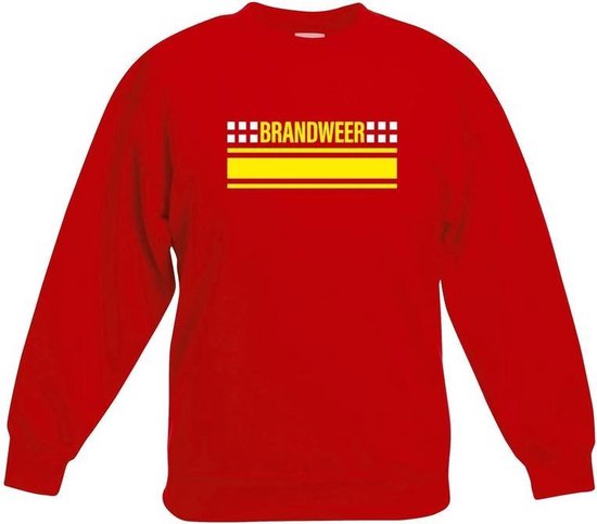 Brandweer logo rode sweater voor jongens en meisjes - Hulpdiensten verkleedkleding 122/128