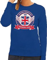Blauw United Kingdom drinking team sweater / sweater blauw dames - Engeland kleding S