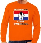 Oranje Stop thinking start twerking sweater heren S