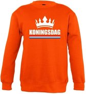 Oranje Koningsdag met kroon sweater kinderen 3-4 jaar (98/104)