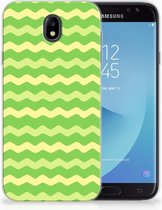 Geschikt voor Samsung Galaxy J7 2017 | J7 Pro TPU siliconen Hoesje Design Waves Green