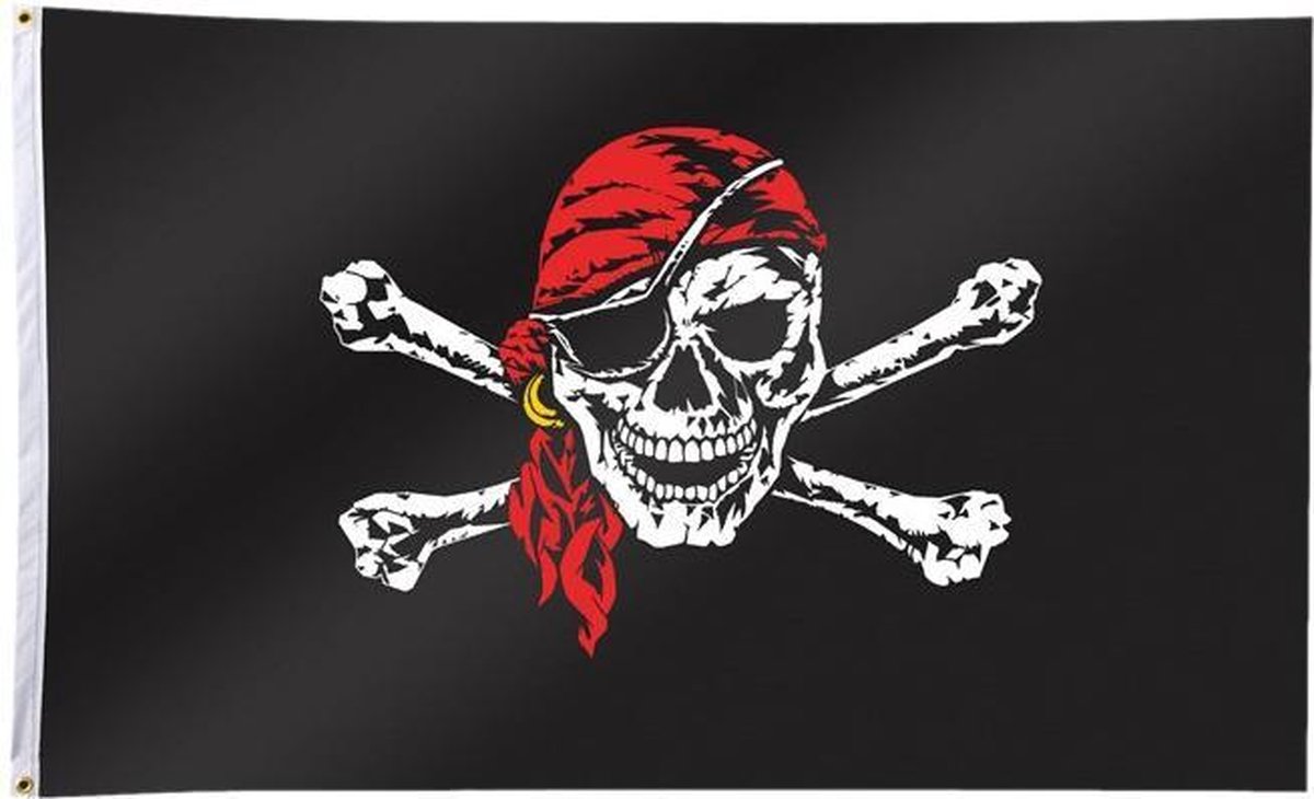 Piratenvlag (90x150cm) Piraat met Ooglapje Vlag - Zwart