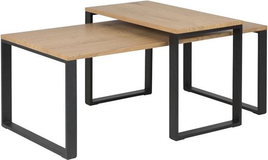 verbinding verbroken verdacht waar dan ook Salontafel Magnus set 2 tafels hout met zwarte poten | bol.com