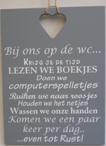 Tekstbord bij ons op de wc grijs