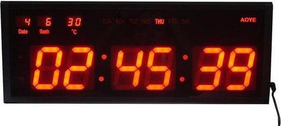 XXL LED Klok met seconden teller datum , temperatuur , dag weergave... | bol.com