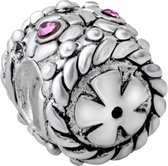 Quiges - 925 - Zilveren - Bedels -Sterling zilver - Beads - Ornament met Paarse Zirkonia Kraal Charm - Geschikt – voor - alle bekende merken - Armband Z300