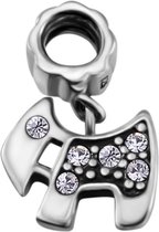 Quiges - 925 - Zilveren - Bedels -Sterling zilver - Beads - Hondje Kraal Charm - Geschikt – voor - alle bekende merken - Armband Z017