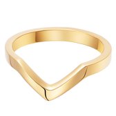 Fashionthings V Ring - Dames - 316 Stainless Steel, Gold Plated - Goudkleurig - Maat 15