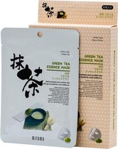Mitomo - Green Tea - Gezichtsmasker - Japans Groene Thee Face Mask - Gezichtsverzorging - Huidverzorging - Skincare - Parabenenvrij - Biologisch - Beauty Mask - Voor een Liftend Effect - 10 Stuks