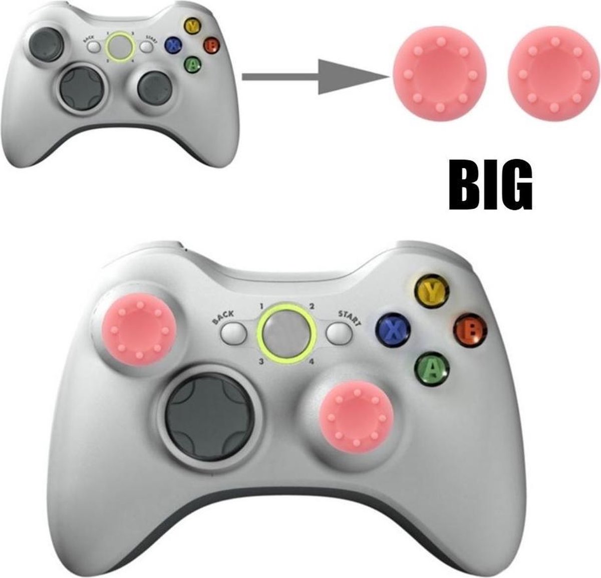 Thumb grips - Controller Thumbgrips - Joystick Cap - Thumbsticks - Thumb Grip Cap geschikt voor PS5, PS4, Switch Pro, Steamdeck en Xbox X/S - 2 stuks Groot 8 dots extra grip Roze