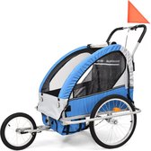 vidaXL Kinderfietskar en wandelwagen 2-in-1 blauw en grijs
