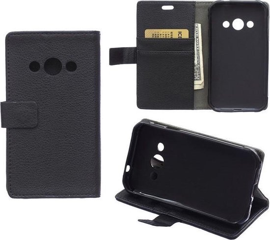 Litchi Cover wallet case hoesje Samsung Xcover 3 zwart | bol.com