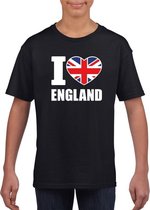 Zwart I love Engeland fan shirt kinderen 122/128