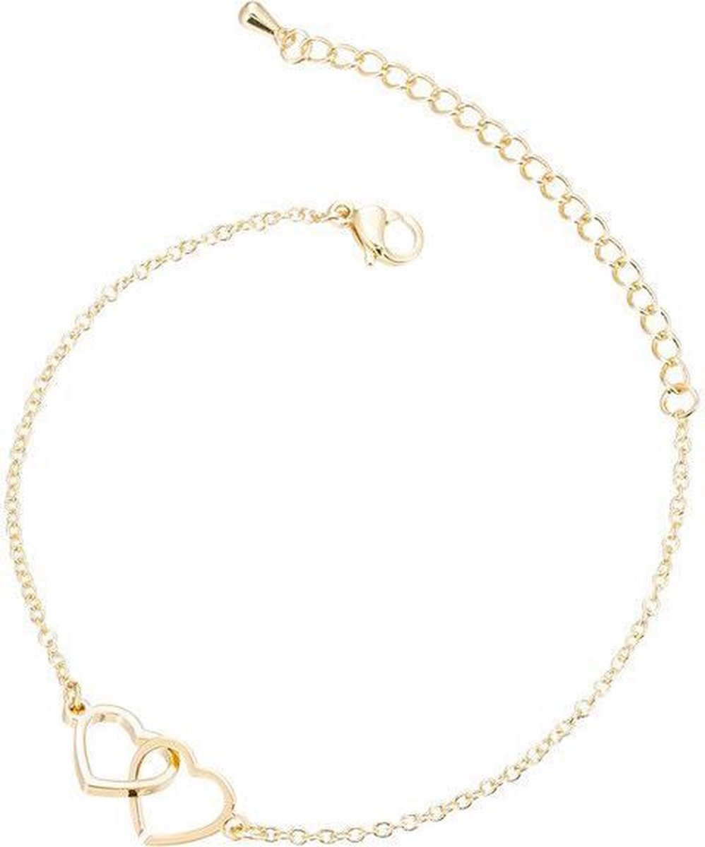 24/7 Jewelry Collection Hartjes Armband - Open - Dubbele hart - Goudkleurig - Amodi