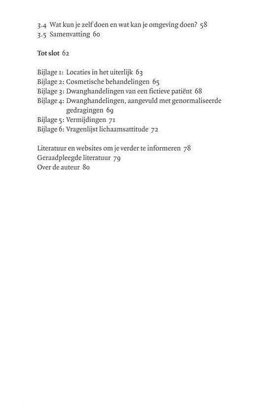 Een pagina uit een boek met een inhoudsopgave, inclusief bijlagen en literatuur.