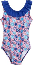 Playshoes Badpak Uv-werend Bloemen Blauw/roze Maat 110/116