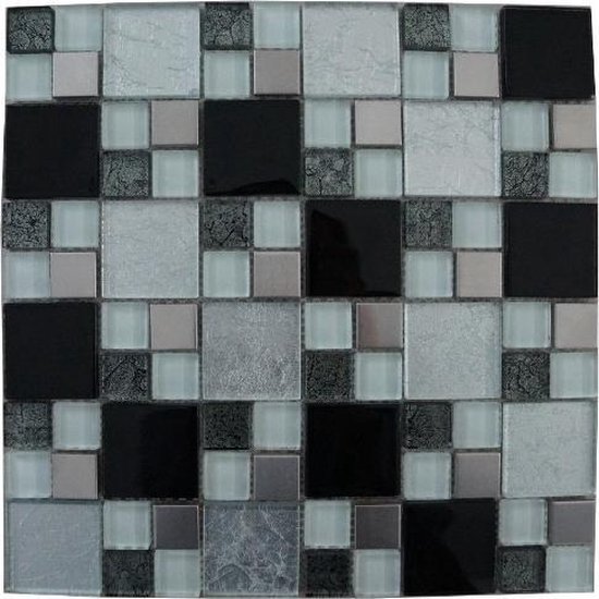 een paar hoe te gebruiken gelijktijdig Mozaiek tegel zwart wit zilver | bol.com