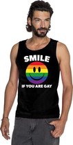 Smile if you are gay emoticon tanktop/ singlet shirt zwart heren XL