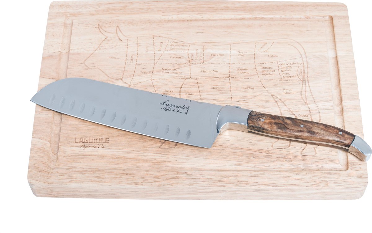 Couteau Santoku Laguiole Style de Vie - avec planche à découper - bois  d'olivier | bol.com