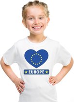 Europa hart vlag t-shirt wit jongens en meisjes 122/128
