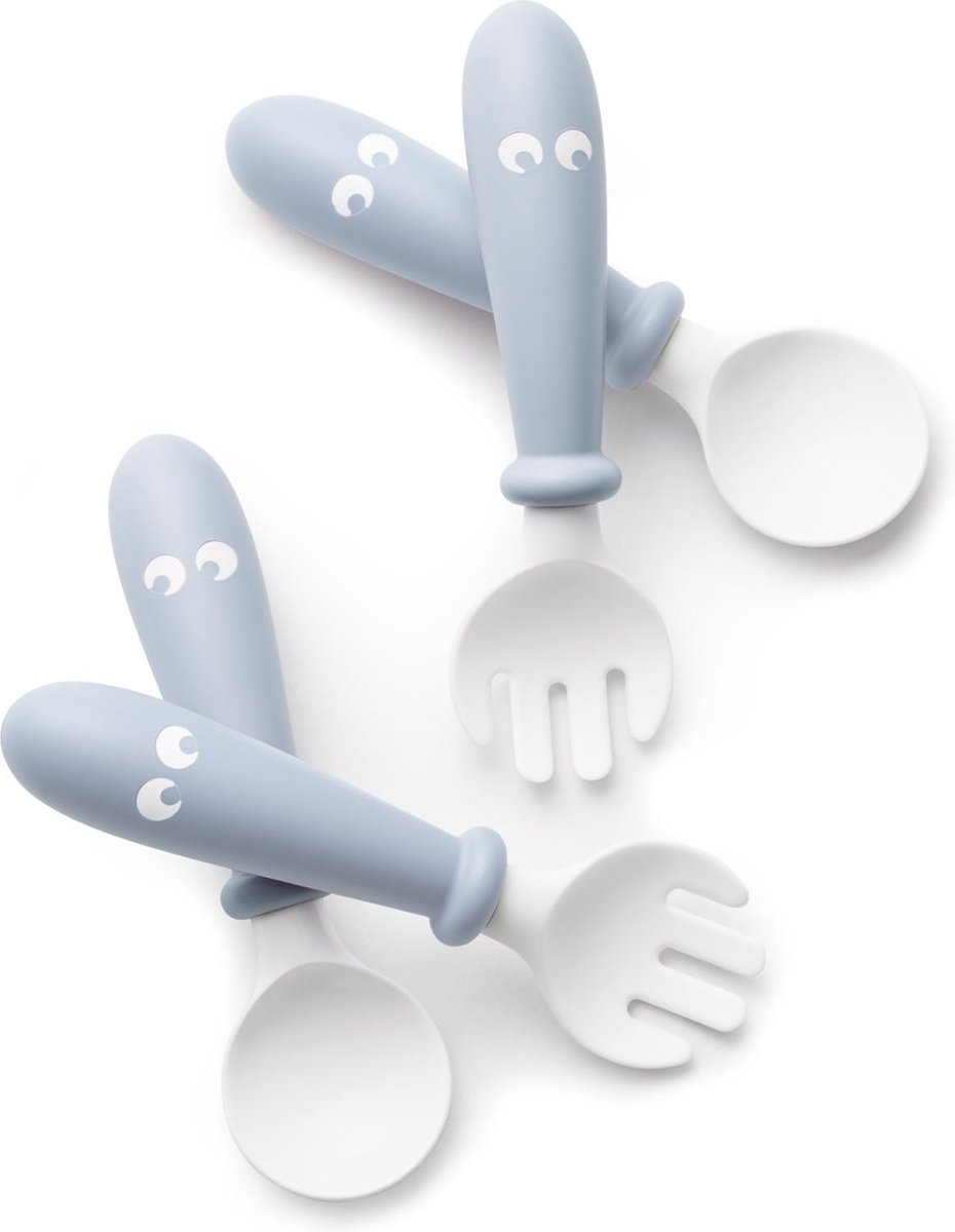 Goedkoopste BabyBjörn Baby Bestekset - Lepel en Vork - 4 delig - Pastelblauw