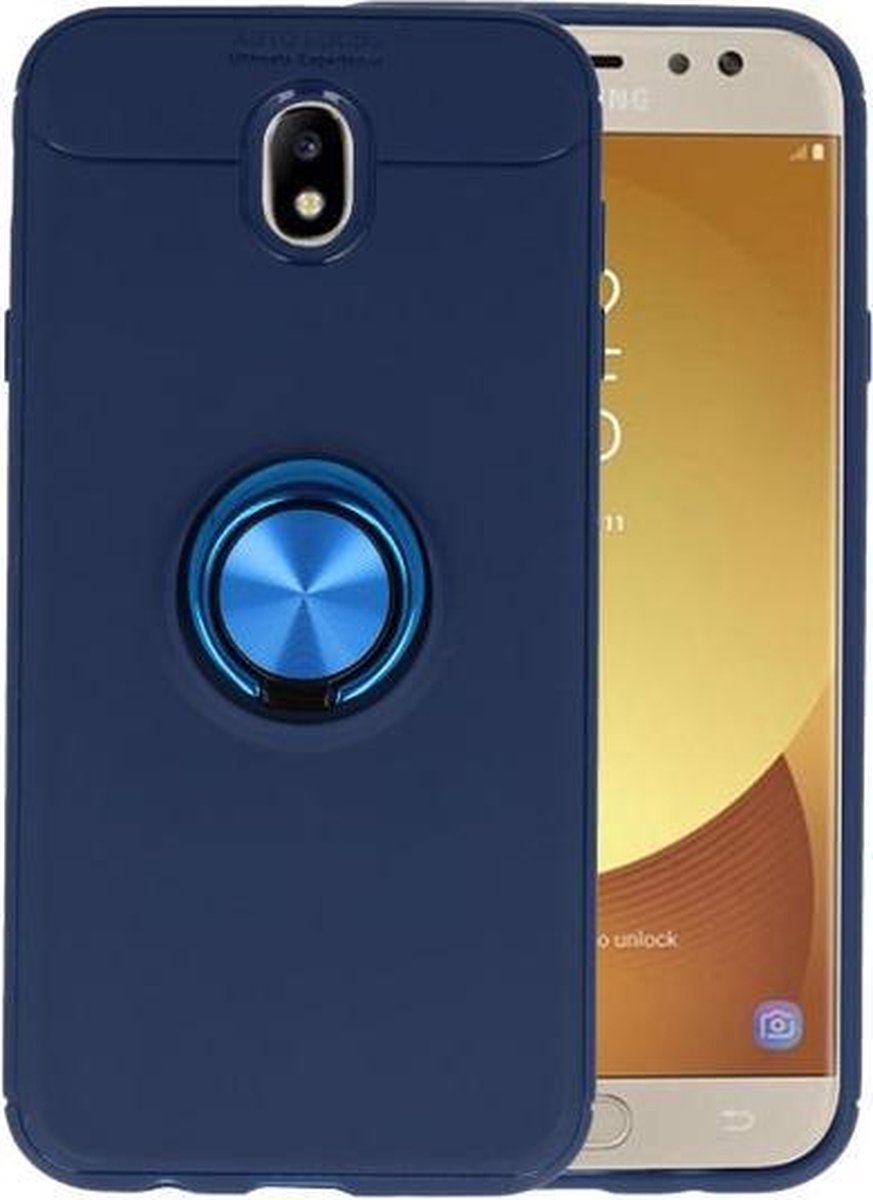 Navy Zacht TPU met Ringhouder hoesje voor Samsung Galaxy J7 2017 / Pro