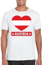 Oostenrijk hart vlag t-shirt wit heren 2XL