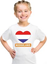 Nederland hart vlag t-shirt wit jongens en meisjes 158/164