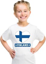 Finland hart vlag t-shirt wit jongens en meisjes L (146-152)