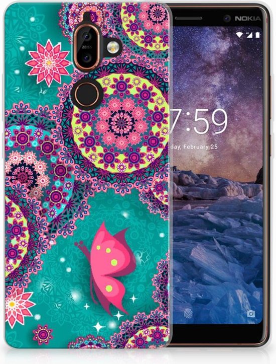Coque Smartphone pour Nokia 7 Plus Coque Cercles Et Papillons | bol.com