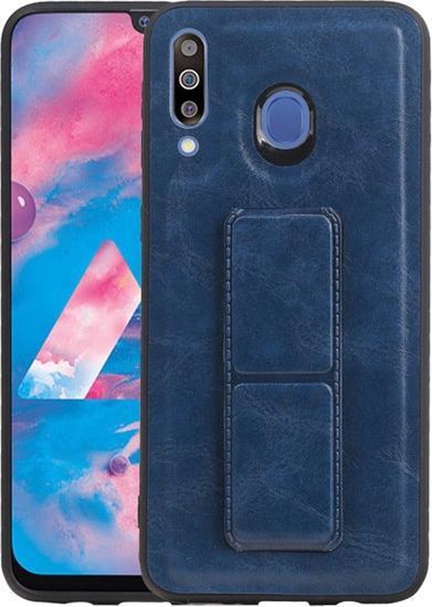 Grip Stand Hardcase Backcover voor Samsung Galaxy M30 Blauw