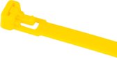 Kortpack - Hersluitbare Kabelbinders/Tyraps - 370mm lang x 7.6mm breed - Geel - 100 stuks - Treksterkte: 22,2KG - Bundeldiameter: 103mm - Bundelbandjes - (099.0490)
