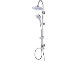 Differnz Trendline Doucheset - Met Grote Stortdouche en Losse Handdouche - 3 Standen - Gemaakt van ABS - Voorzien van Easy Clean Antikalkrubbers - Afmetingen 20 x 20 x 105 cm - Kleur Chroom