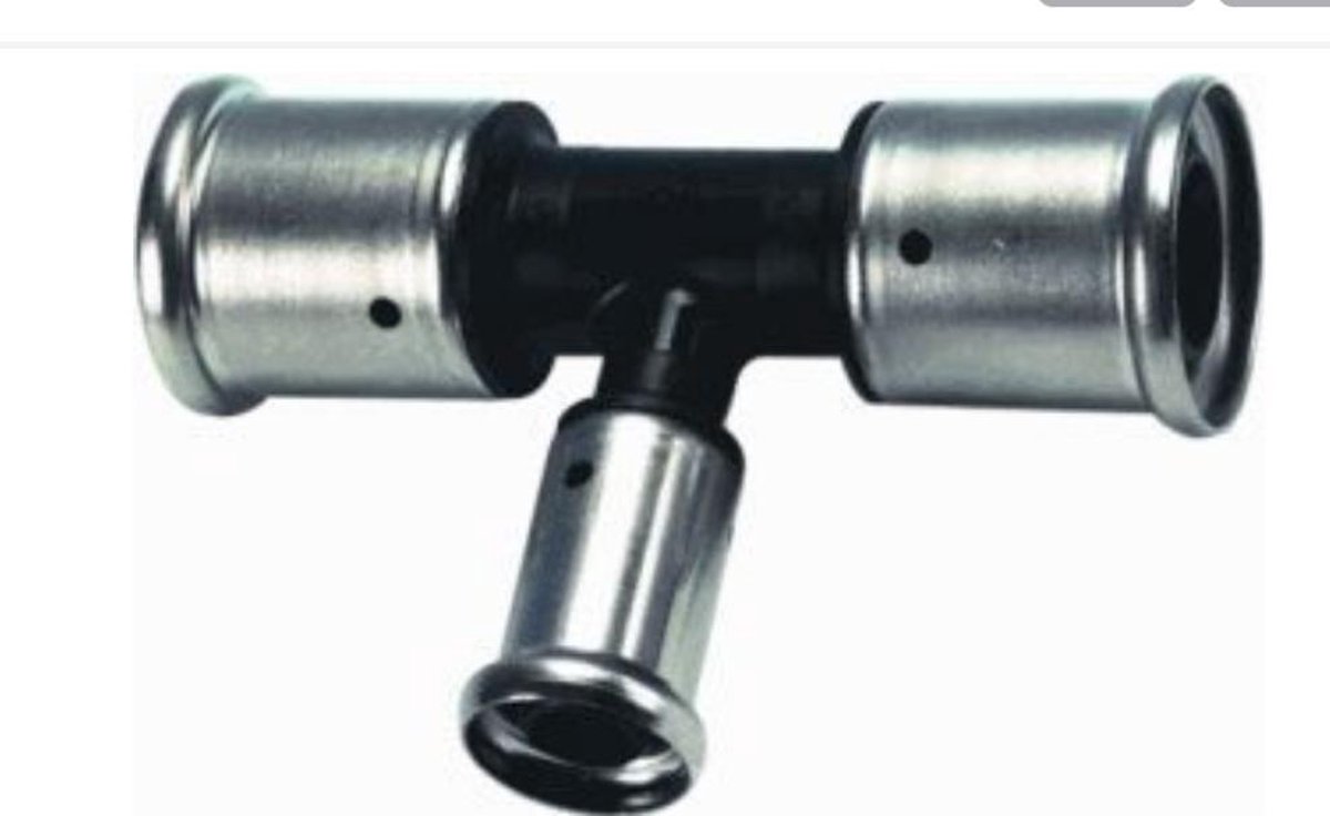 Henco PVDF T-stuk 20 x 16 x 20 mm pers 10PK-201620 per stuk