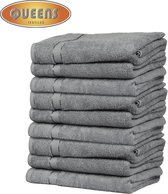 Queens Handdoek - 9 Stuks - Grijs - 50x100 cm - 600 gr/m2
