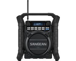 Radio de construction portable Sangean U-4 DBT + avec Bluetooth - DAB + et FM - IP65 Résistance à l' Water et à la poussière - Zwart