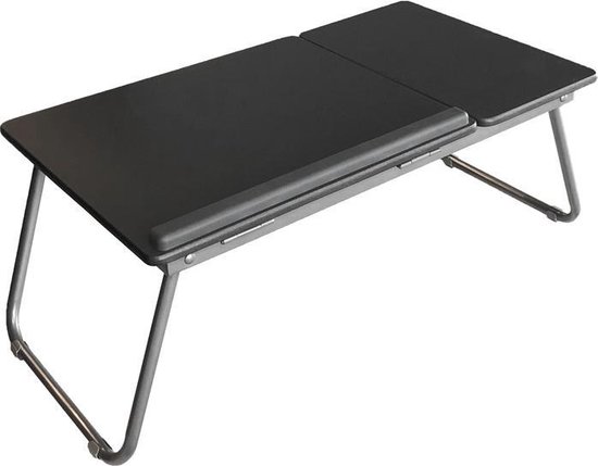 Table pour ordinateur portable, tablette, livre ou petit-déjeuner au lit - Gris - Table de chevet - Support de tablette - Pliable - Table de petit-déjeuner - Travailler au lit