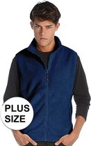 Grote maten fleece casual bodywarmer navy blauw voor heren - Plus size outdoorkleding wandelen/zeilen - Mouwloze vesten 4XL