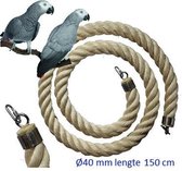 Jungle sisal touw  Ø 40 mm & 100 cm lang- vogeltouw - papegaaien- kleine ara soorten - grijze roodstaarten - Amazone's, - middelslag kaketoe - rosé kaketoe - edel papegaaien - ara