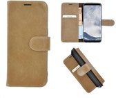 Samsung Galaxy S8 - Bookcase - Portemonnee Hoes Echt leer Wallet case - Lichtbruin