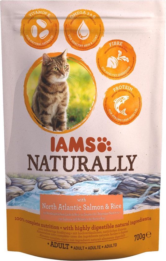 Iams Naturally Cat Adult Zalm&Rijst 700 g