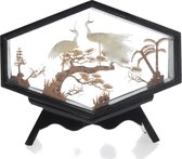 Kurk schilderij met vogels bruin - botanisch schilderij - 3D schilderij 17 cm
