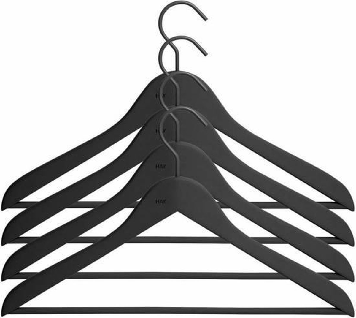 Ziekte Symmetrie atmosfeer Hay Soft Coat Hanger Kapstok wide met bar zwart 4 stuks | bol.com