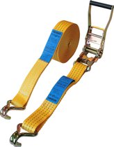 Topprotect Spanband geel - 50mm - met ratelgesp en haken - 7m