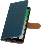 Zakelijke PU Leder Bookstyle Hoesje voor Huawei P Smart Blauw