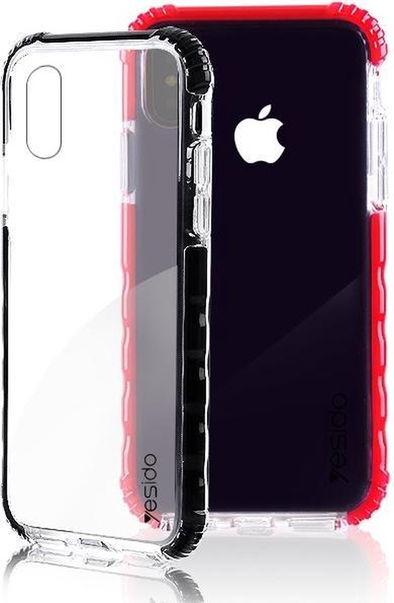 Yesido - Back Cover voor Apple iPhone X - TPU - Transparant met Zwarte Randen