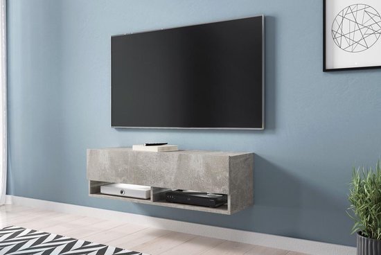 AIDS sleuf George Bernard Hangend TV meubel TV dressoir Wander smal model grijs beton uitstraling |  bol.com
